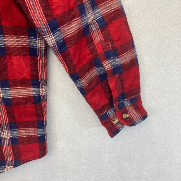 VTG 90s Outdoor Exchange Flannel Shacket Jacket Mens Medium M Plaid Quilted Red - Picture 12 of 16